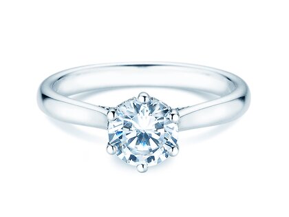 Engagement ring Classic 6 Hidden Halo in 14K white gold with diamonds 1.08ct G/SI
