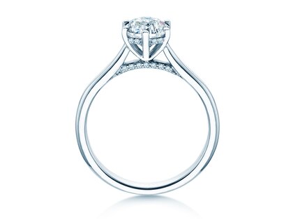 Engagement ring Classic 6 Hidden Halo in 14K white gold with diamonds 1.08ct G/SI