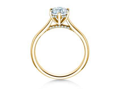 Engagement ring Classic 6 Hidden Halo in 14K yellow gold with diamonds 1.08ct G/SI