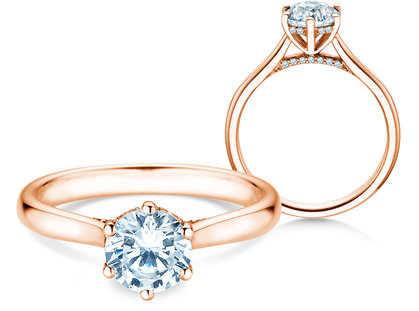 Engagement ring Classic 6 Hidden Halo in rose gold