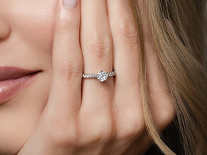 Engagement ring Classic Pavé in white gold