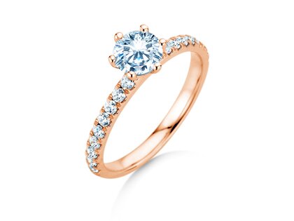 Engagement ring Classic Pavé in 18K rosé gold with diamonds 1.11ct G/SI