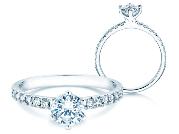 Engagement ring Classic Pavé in 18K white gold with diamonds 1.11ct G/SI