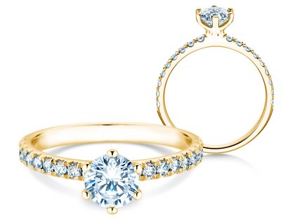 Engagement ring Classic Pavé in 14K yellow gold with diamonds 1.11ct G/SI