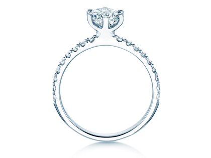 Engagement ring Classic Pavé in 14K white gold with lab-grown diamonds 1.36ct E/VS