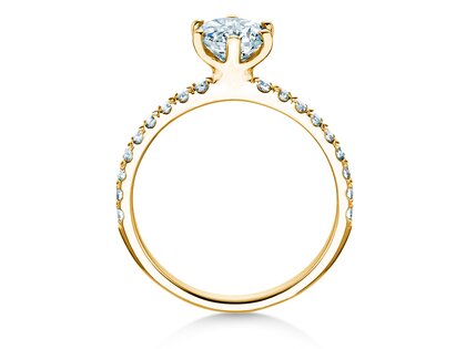 Engagement ring Classic Pavé in 9K yellow gold with lab-grown diamonds 1.36ct E/VS