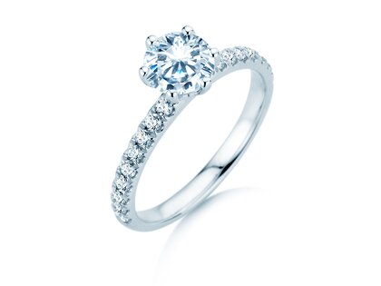 Engagement ring Classic Pavé in 14K white gold with lab-grown diamonds 1.36ct E/VS