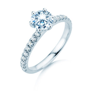 Engagement ring Classic Pavé in 14K white gold with lab-grown diamonds 1.36ct E/VS