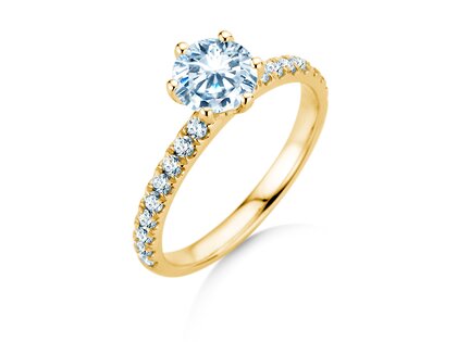 Engagement ring Classic Pavé in 9K yellow gold with lab-grown diamonds 1.36ct E/VS