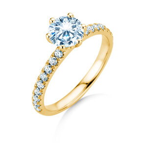 Engagement ring Classic Pavé in 9K yellow gold with lab-grown diamonds 1.36ct E/VS