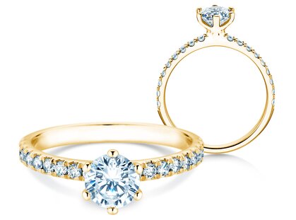Engagement ring Classic Pavé in 14K yellow gold with lab-grown diamonds 1.36ct E/VS