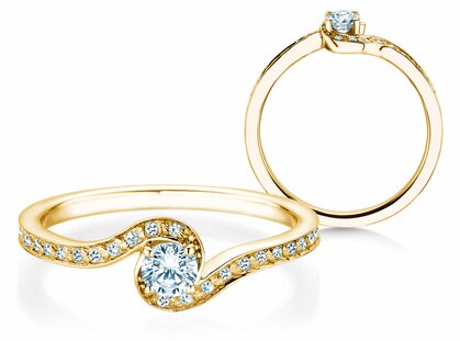 Engagement ring Crush  in 14K yellow gold with diamonds 0.27ct G/SI