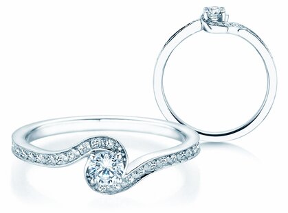 Engagement ring Crush  in platinum 950/- with diamonds 0.27ct G/SI