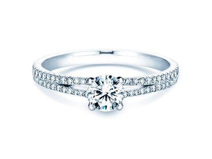 Engagement ring Dynasty Petite in 18K white gold with diamonds 0.85ct G/SI