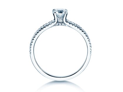 Engagement ring Dynasty Petite in 18K white gold with diamonds 0.85ct G/SI