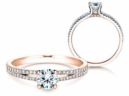 Engagement ring Dynasty Petite in 18K rosé gold with diamonds 0.85ct G/SI