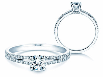 Engagement ring Dynasty Petite in 18K white gold with diamonds 0.85ct G/SI