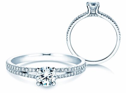 Engagement ring Dynasty Petite in 18K white gold with diamonds 0.85ct