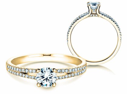 Engagement ring Dynasty Petite in 18K yellow gold with diamonds 0.85ct G/SI