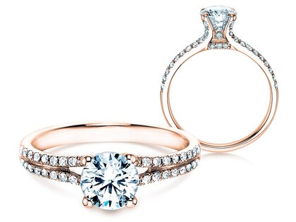 Engagement ring Dynasty in 18K rosé gold with diamonds 1.27ct G/SI