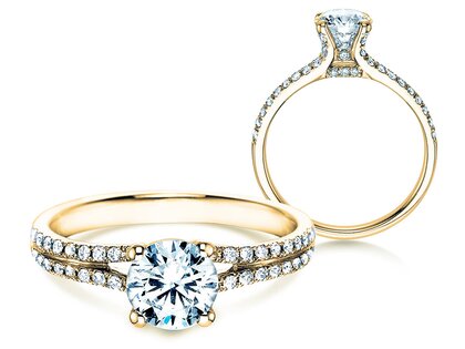 Engagement ring Dynasty in 9K yellow gold with lab-grown diamonds 1.27ct E/VS