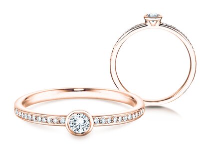 Engagement ring Eternal Pavé in 14K rosé gold with diamonds 0.25ct G/SI