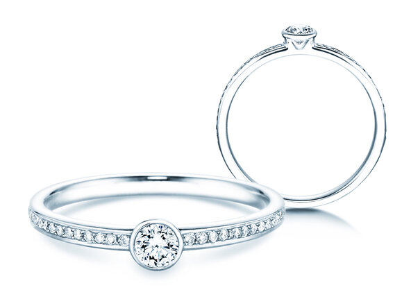 Engagement ring Eternal Pavé in 18K white gold with diamonds 0.30ct G/SI