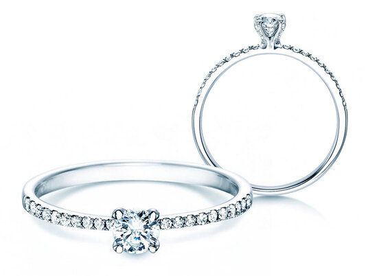 Engagement ring Grace Petite in 18K white gold with diamonds 0.43ct G/SI