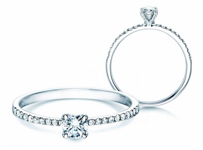 Engagement ring Grace Petite in 18K white gold with diamonds 0.43ct G/SI
