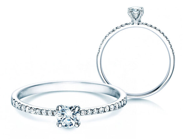 Engagement ring Grace Petite in 18K white gold with diamonds 0.43ct G/SI