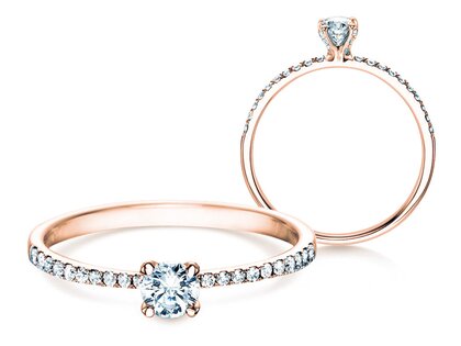 Engagement ring Grace Petite in 18K rosé gold with diamonds 0.43ct G/SI