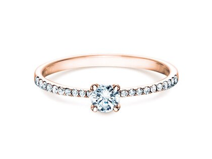 Engagement ring Grace Petite in 18K rosé gold with diamonds 0.43ct G/SI