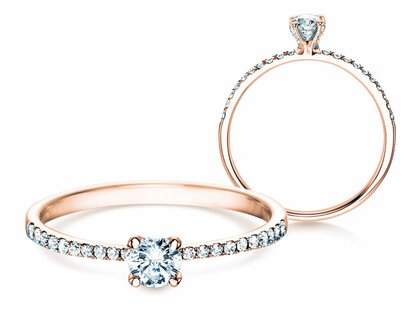 Engagement ring Grace Petite in 18K rosé gold with diamonds 0.43ct G/SI