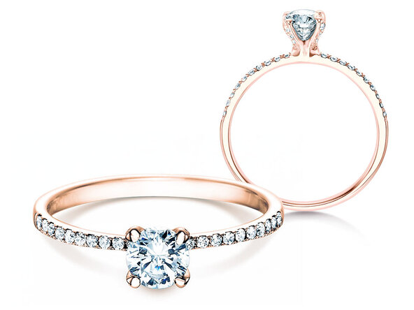 Engagement ring Grace in 18K rosé gold with diamonds 0.70ct G/SI