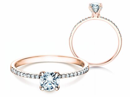 Engagement ring Grace in 18K rosé gold with diamonds 0.70ct G/SI