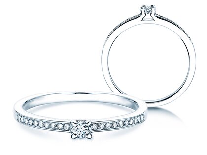 Engagement ring Modern Pavé in 14K white gold with diamonds 0.15ct G/SI