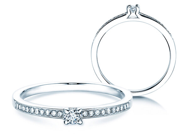Engagement ring Modern Pavé in 14K white gold with diamonds 0.15ct G/SI