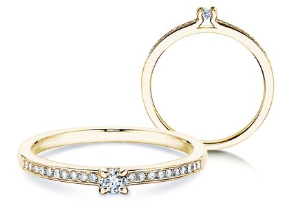 Engagement ring Modern Pavé in 14K yellow gold with diamonds 0.15ct G/SI