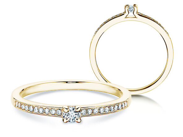 Engagement ring Modern Pavé in 14K yellow gold with diamonds 0.15ct G/SI