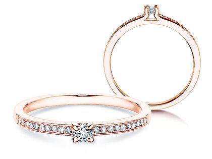 Engagement ring Modern Pavé in 18K rosé gold with diamonds 0.15ct G/SI