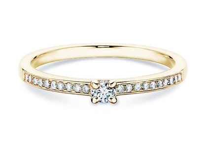 Engagement ring Modern Pavé in 14K yellow gold with diamonds 0.15ct G/SI