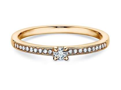 Engagement ring Modern Pavé in 14K yellow gold with diamonds 0.15ct G/SI