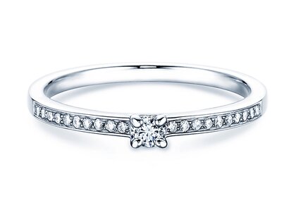 Engagement ring Modern Pavé in 14K white gold with diamonds 0.15ct G/SI