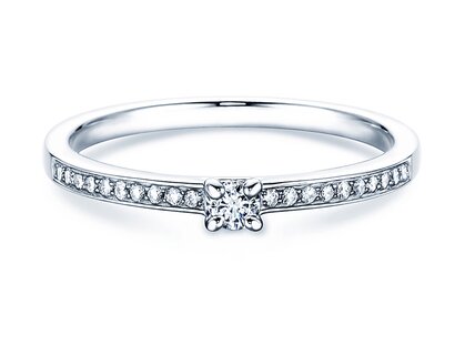 Engagement ring Modern Pavé in platinum 950/- with diamonds 0.15ct G/SI