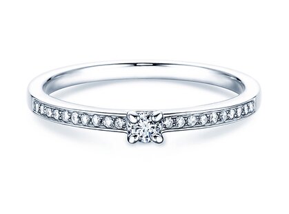 Engagement ring Modern Pavé in 14K white gold with diamonds 0.15ct G/SI