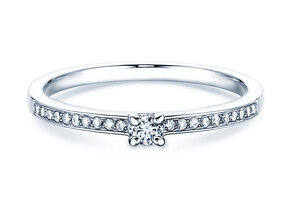 Engagement ring Modern Pavé in 14K white gold with diamonds 0.15ct G/SI