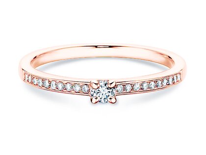 Engagement ring Modern Pavé in 18K rosé gold with diamonds 0.15ct G/SI