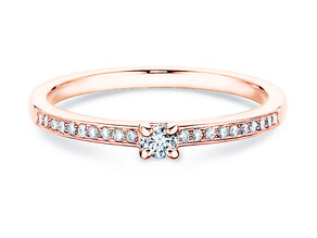 Engagement ring Modern Pavé in 18K rosé gold with diamonds 0.15ct G/SI