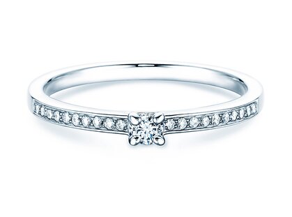 Engagement ring Modern Pavé in 18K white gold with diamonds 0.15ct