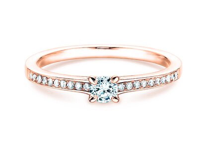 Engagement ring Modern Pavé in 18K rosé gold with diamonds 0.15ct
